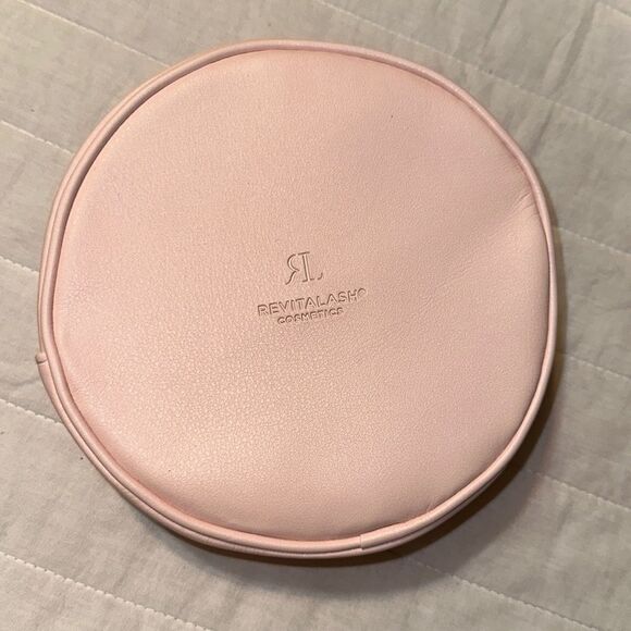 RL Cosmetics Blush Pink Faux Leather Circular Zip Make up Cosmetic Travel Bag - Picture 1 of 7